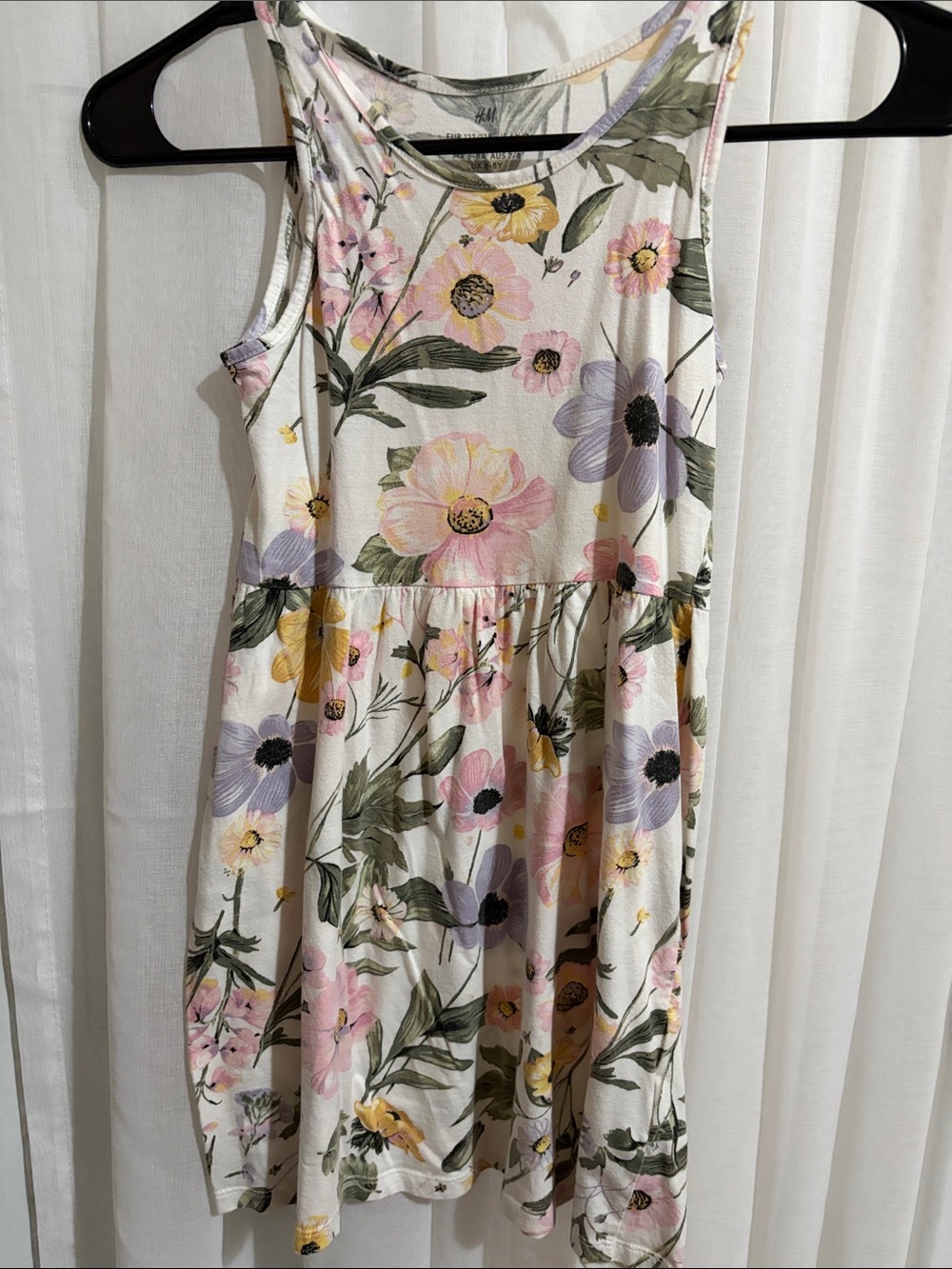 H&M Floral Tank Mini Dress in Cream, Pink, Lavender and Yellow